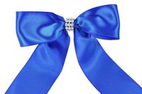 Royal Blue (Set of 4) Pre-Made 1-1/2" Satin Bows Rhinestone Center Design with Wire Tie by AchmadAnam