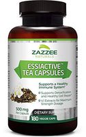 Zazzee Essiac Tea, 180 Veggie Capsules, 500 mg per Capsule, Potent 4:1 Extract, Vegan, Non-GMO and All-Natural, Rene Caisse's Original Formula‎