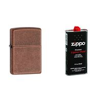 Zippo Antique Copper Pocket Lighter with 12 oz Lighter Fluid