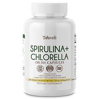 Organic Spirulina & Cracked Cell Chlorella Chlorophyll Capsules- Supports Healthy Immune System & Energy Boost- Blue Green Algae Supplement & Super Greens Powder - 3X More/Serving-180 Caps