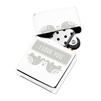 I Love You Elephant Art - White Lighter Windproof Flip-Top Refillable with tin Gift Box
