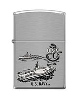 Zippo US Navy Ship Brushed Chrome Pocket Lighter