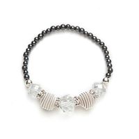 Silver Coil and Glass Beaded Black Magnetic Stretch Bracelet (7)