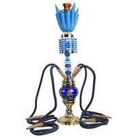 BuBu-Fu Large 4 Hose Hookah Complete Set, Plexiglass Arab Hookahs Set Easy to Disassemble and Clean Acrylic Shisha Hookah Set Not Easy to Dump Durable,Cblue