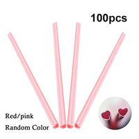 Rolin Roly 100 Sticks Heart Shaped Straws for Birthday, Wedding, Celebration, New Years Party Cocktail Accessories Straws Heart, Party Supplies, Random Color