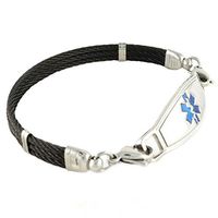 Women's Medical Alert ID Bracelet Custom Engraving Included - Interchangeable, Stainless Steel - Triple Skyway, 6.75" Blue