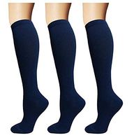 Squeezy Compression Energy Socks (3 Pairs) Stocking for Women and Men, Flight, Travel (Navy Blue, L/XL)