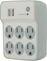 GE 14273 Surge Protector with USB Charging, 6 Outlets, 2 USB Ports