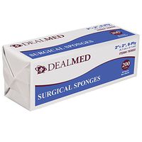 Dealmed Brand Surgical Sponges, Highly Absorbent Gauze for Prepping, Cleaning, Wound Dressing, and First Aid Kits, 8-Ply, 2" x 2" (200 per Sleeve)
