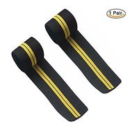 Yowanted Self-Adhesive Knee Pads Wraps Nylon Elastic Support Knee Wraps for Gym Workout, Squats Training, Weightlifting,Fitness & Powerlifting - Black Yellow