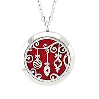 FANSING Christmas Necklaces for Women Candy Pendant Holiday Jewelry Stainless Steel Aromatherapy Essential Oil Diffuser Necklace Locket with Refill Pads