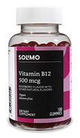 Amazon Brand - Solimo Vitamin B12 500 mcg - Normal Energy Production and Metabolism, Immune System Support - 100 Gummies (2 Gummies per Serving)