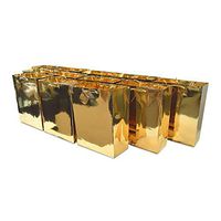 7.5x9x3.5” 12 Pcs. Medium Metallic Gold Paper Gift Bags with Metallic Handles, Party Favor Bags for Birthday Parties, Weddings Gifts