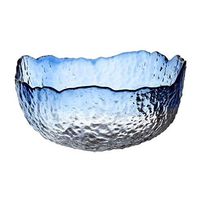 AXZHYX Bowl Bowl Blue Glass Fruit Salad Bowl Large Capacity Soup Bowl Dessert Bowl Household Tableware Hotel Tableware Home Noodles Boiled Fish Soup Bowl