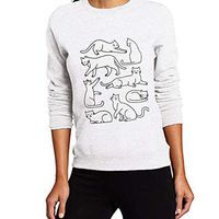 Alangbudu Women Cartoon Printed Crewneck Youth Tops Casual Sweatshirt Long Sleeve Elasticity Cuffs Pullover Loose Blouse White