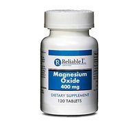 RELIABLE 1 LABORATORIES Magnesium Oxide 400mg OTC Tablets (120 Tablets Per Bottle) (Single Pack)