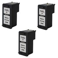 Amsahr 74XL(CB336WN) Remanufactured Replacement HP Ink Cartridges for Select Printers/Faxes with 3 Black Cartridges