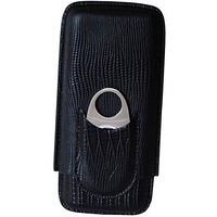 Leather Case - Sicilia - 3 Fingers - Color Black - Include Cutter