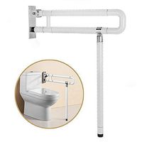Handicap Grab Bars for Bathroom, Foldable Stainless Toilet Grab Bar with Textured Grip, Extended Handle 27(L) x27(H) inches Flip Up Toilet Safety Rails with Leg For Elderly, Disabled and Pregnant