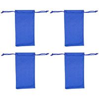 Microfiber Eyeglass Pouch -4 Pack- Glasses Holder Sunglasses case, For Storage & Cleaning - Can be Used for Jewelry & Smartphones, By OptiPlix (Royal Blue)