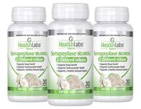 Health labs Nutra Serrapeptase 3-Month Supply Supplement for Inflammation, Sinus Issues, Asthma, Arterial Blockage, Joint Pain – 80,000 SU Maximum Potency (Pack of 3)