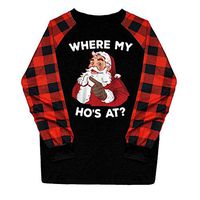 general3 Women Long Sleeve T-Shirt Christmas Tree Letter Plaid Print Raglan O-Neck Tops Tee Loose Casual Blouse (Black,Where My HO'S at?, Large)