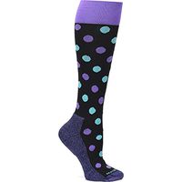 Nurse Mates Women's Half Cushion 15-20 mmHg Compression Socks Purple Turquoise Dot