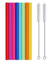 HMILYDYK Drinking Straws Reuseable Silicone Straws BPA Free 8PCS Stright Drinking Straws with 2 Cleaning Brushes for Yeti 30 Oz Tumbler Rambler, RTIC 30 Oz Tumbler