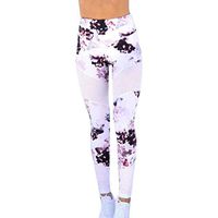 Neartime Long Leggings, Women Print Skinny Sports Pants Running Fitness Hollow Out Yoga Pants (XL, White)