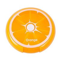 7-Day Colored Portable Pill Organizer,Weekly Pills Container Daily Travel Pill Case Medicine Vitamin Box Small Round Rotation Plastic Compact Pill Planner Case for Pocket Purse (Orange)
