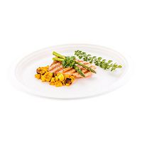 Bagasse Large Oval Plate, Dinner Plate - 12.5" x 10" - Durable All Natural, Biodegradable, Disposable Material - 100ct Box - Restaurantware