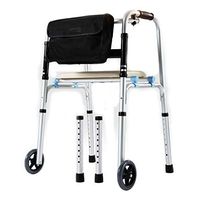 Folding Rollator Walker with Wide Seat 2 Solid Wheels-8 Height Adjustable Bath Chair-Medical Rolling Mobility Walking Aid/Frame for Senior/Elderly/Disabled-Drive Transport Walker