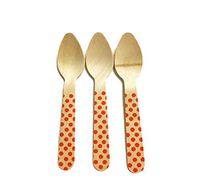 Perfect Stix Polka Dot Spoon 110 36- Orange Printed Wooden Spoons with Orange Polka Dot Pattern, 4.5" (Pack of 36)