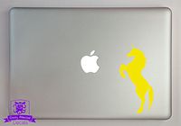 Overly Attached Decals Rearing Unicorn Vinyl Decal Sized to Fit A 11" Laptop - Yellow