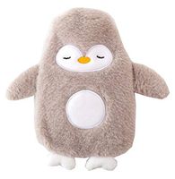 Cute Penguin Rubber Hot Water Bottle with Plush Cover Warm Body Bag 350 ML /12 Oz, Light Brown