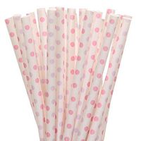 Biodegradable Paper Straws Light Pink And Lavender Small Polka Dot (75)