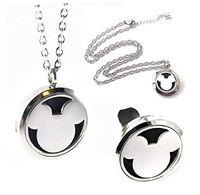 FIKA Mickey Mouse Aromatherapy Essential Oils Necklace Pendant Air Freshener Locket Pads Included (Gift)