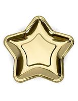 Party Deco CF 6 Star Plates, Gold, Pack of 6