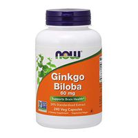 NOW Supplements, Ginkgo Biloba 60 mg, 24% Standardized Extract, Non-GMO Project Verified, 240 Veg Capsules