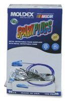 Moldex Sparkplugs Earplugs in PlugStation Dispenser Box - Metal Detectable Corded (100 Pairs per Dispenser) (1 Dispenser Box) - AB-266-2-71