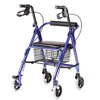 Standard Walkers Walker Old Man Shopping Cart Belt Wheel with Seat Walker Four-Legged Cane Walker Scooter Lower Limb Training Stand (Color : Blue, Size : 7964.5cm)
