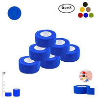 Self Adherent Wrap Tape Medical Cohesive Bandages Flexible Stretch Athletic Strong Elastic First Aid Tape for Sports Sprain Swelling and Soreness on Wrist and Ankle 6 Pack 1Inch X 5Yards(Blue)