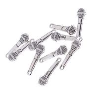 10 Pieces Alloy Microphone Model 1/12 Dollhouse Miniature Music Room Decor