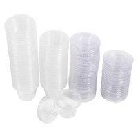 Sauce Cup, Asixx 4 Sizes 50Pcs Disposable Plastic Clear Sauce Chutney Cups Boxes With Lid Food Takeaway Hot for Using Restaurants, Delis, Home (1oz)