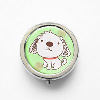 RhyNSky Animal Dog Mini Portable Pocket Pill Box Case Holder for Purse, 3 Compartments, Silvery, FS11