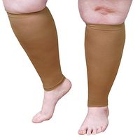 Unisex Adult Extra Wide Moderate Compression Calf Sleeves, Petite Height (Under 5'6") - Dark Beige