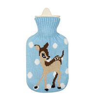 NXDA Classic Rubber Hot Water Bottle w/Cute Fleece Knit Cover Helps Relieve Muscle Aches & Pains Menstrual Cramps Flu Symptoms Hot Water Bag (M)
