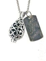 Filigree Teardrop Essential Oil Diffuser Necklace, Small Aromatherapy Necklace with"Find The Joy" Charm and 18 inch Chain and 3 poms Included.