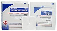 I.V. Dressing Sponges 2" x 2". Pack of 70 Pre-Cut Dressings for I.V.s, catheters, Tubes. Poly/Rayon Blend Medical Sponges. Highly Absorbent, 6-ply. Sterile & Non-Woven. Single use.