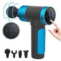 Percussion Massage Gun with LCD Touch Screen, 5 Speed Control Mini Massage Gun Handheld Deep Tissue Massager Muscle with 4 Massage Head for Pain Relief(No Carrying Case) (Blue)